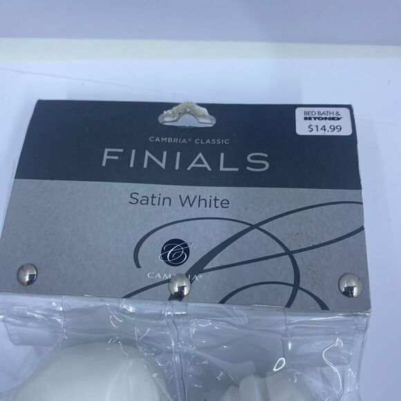 Cambria Classic Complete Orbit Finial in Satin White Set of 2 Cast Zinc Metal - Picture 4 of 6